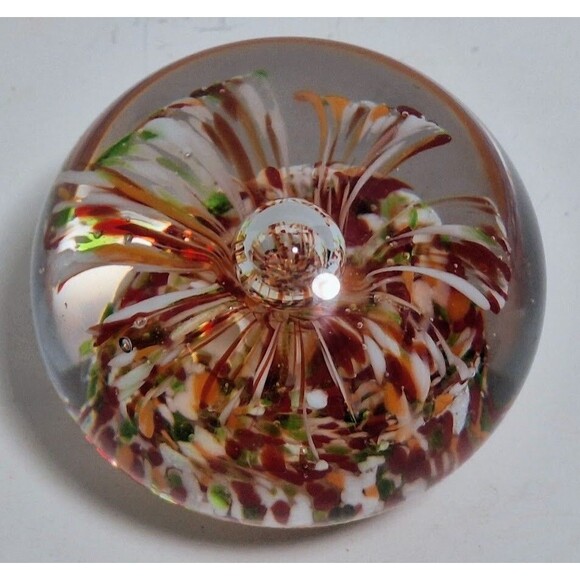 VINTAGE MURANO STYLE HANDBLOWN ART GLASS BUBLLE BLOOM FLOWER GLOBE PAPERWEGHT - Picture 2 of 6